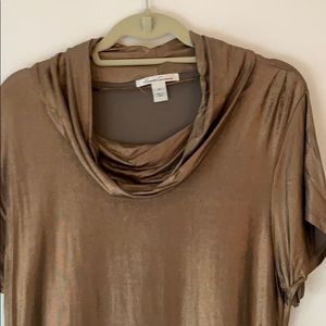 Kenneth Cole Bronze Metallic Look Tunic Cowl Neck NWT